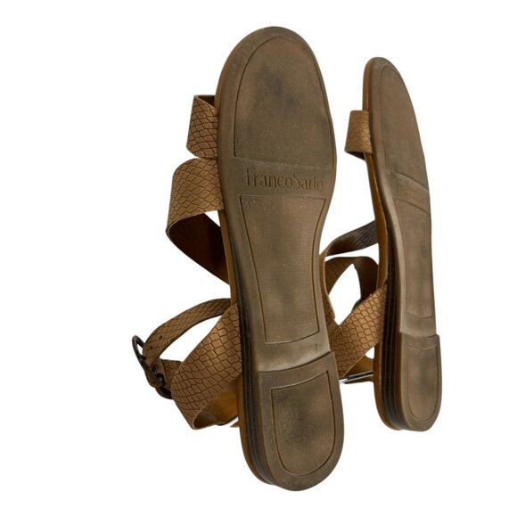 Franco Sarto Flat Leather Sandals Size 8M  Tan Gustar Reptile Embossed - Picture 14 of 16